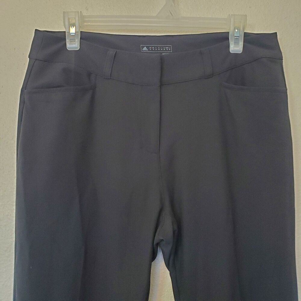 Adidas Golf Pants Flat Front Athletic Performance Womens Size 10 Dark Gray - Picture 2 of 16